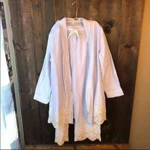 Soft surroundings pinstripe pajama set in cotton.